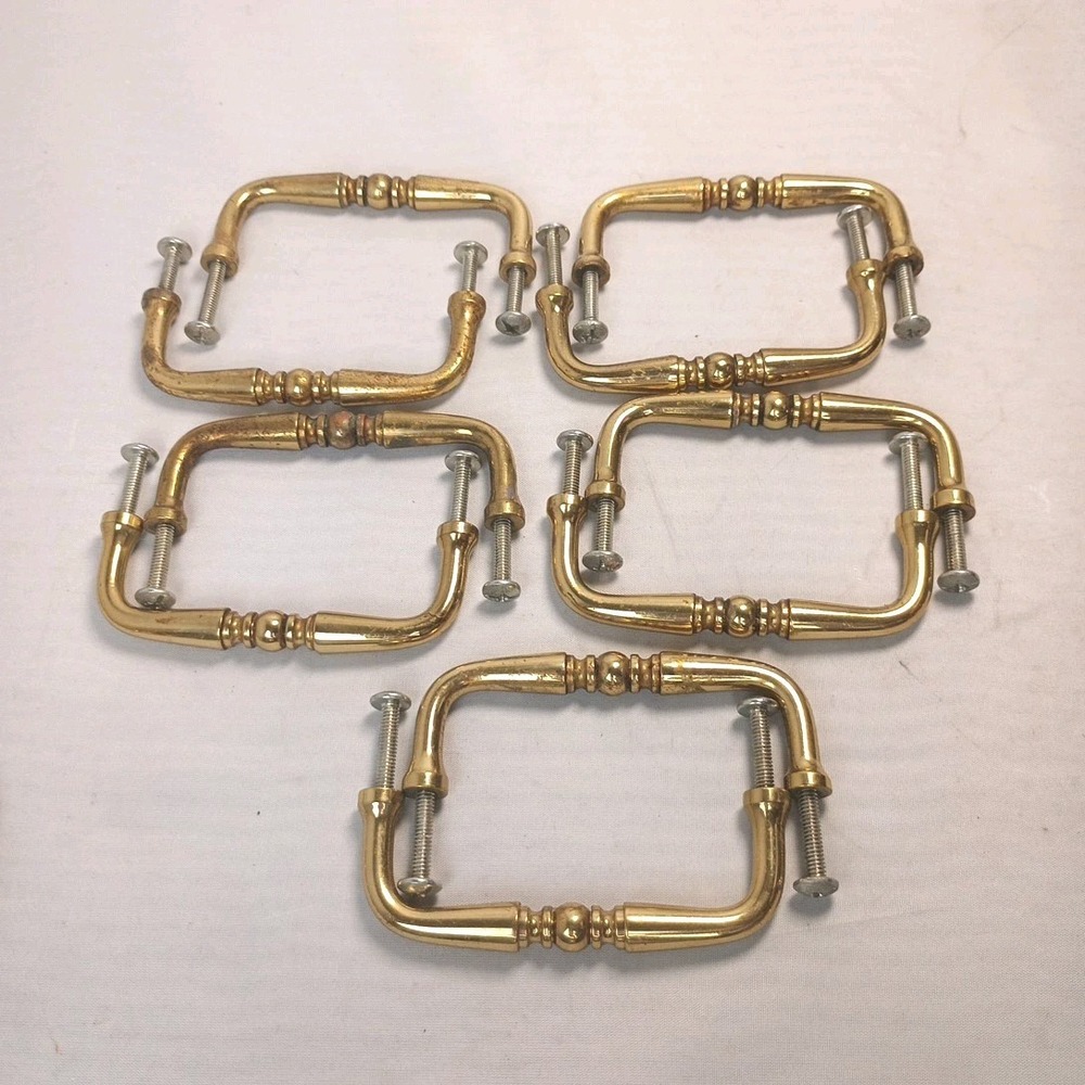 Lot of 10 Solid Brass Wire Cabinet Drawer Pull Handle 3.5" turned style Alno?
